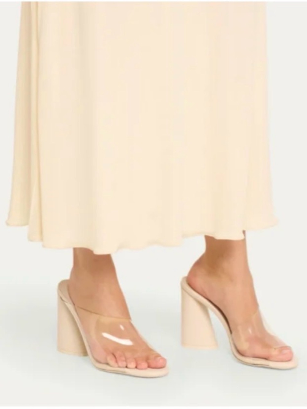 Mercedes Castillo Kuri Suede Slide Clear Block Heel Sandals‎ Size 8.5